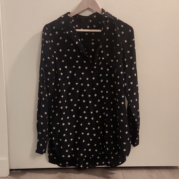 J Crew Silk Clock Detail Blouse - Picture 1 of 3